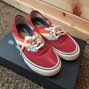 Rainbow Striped Burgundy Vans Sneakers